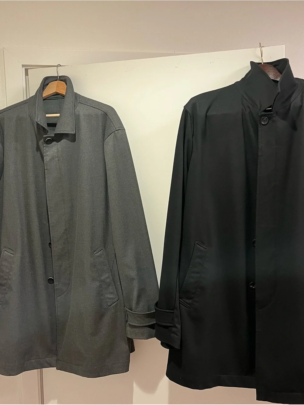Armani Collezioni Black and Gray Two-Piece Trench Coat Set